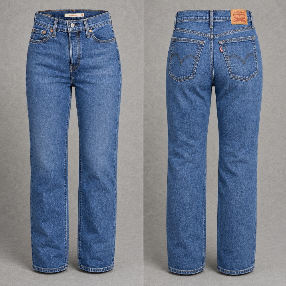 Levis Wedgie Straight Jeans Womens 26 Blue Denim High Rise Button Fly Aesthetic